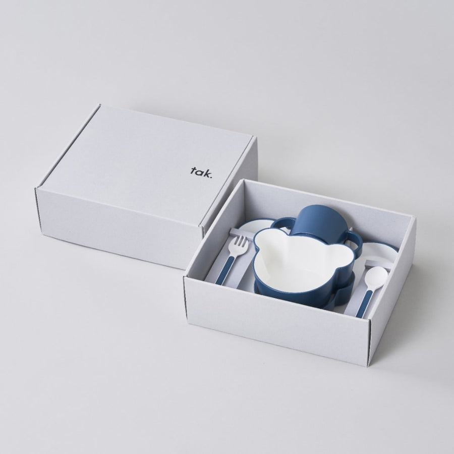 Kids Dish Gift Box with Bear Cutlery, Navy
