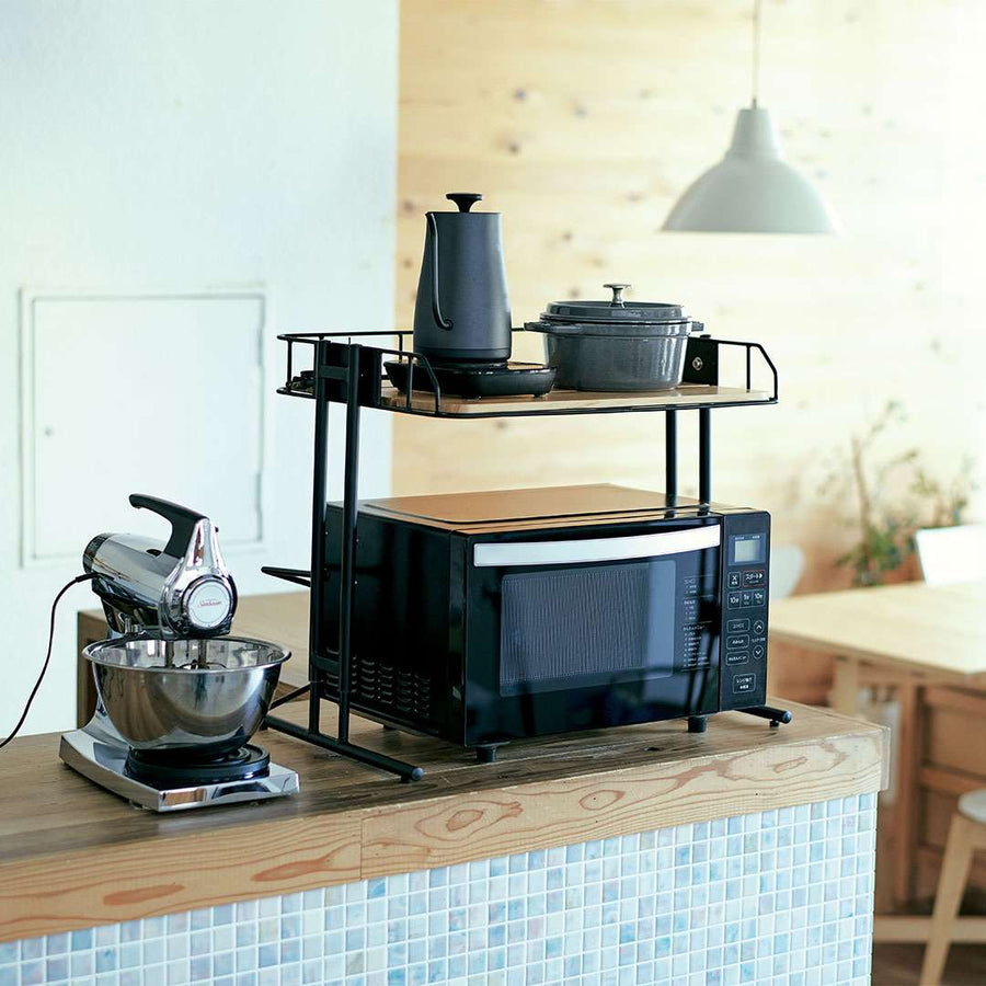 BY CAGE Microwave Rack, Black