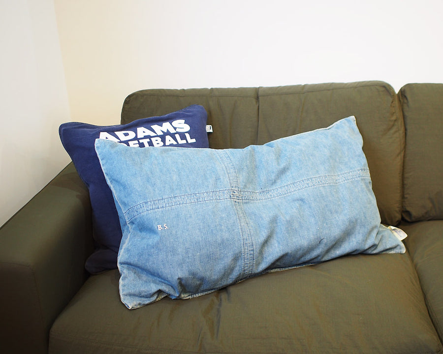 Grandad Check Long Feather Cushion Denim ロングフェザークッション デニム