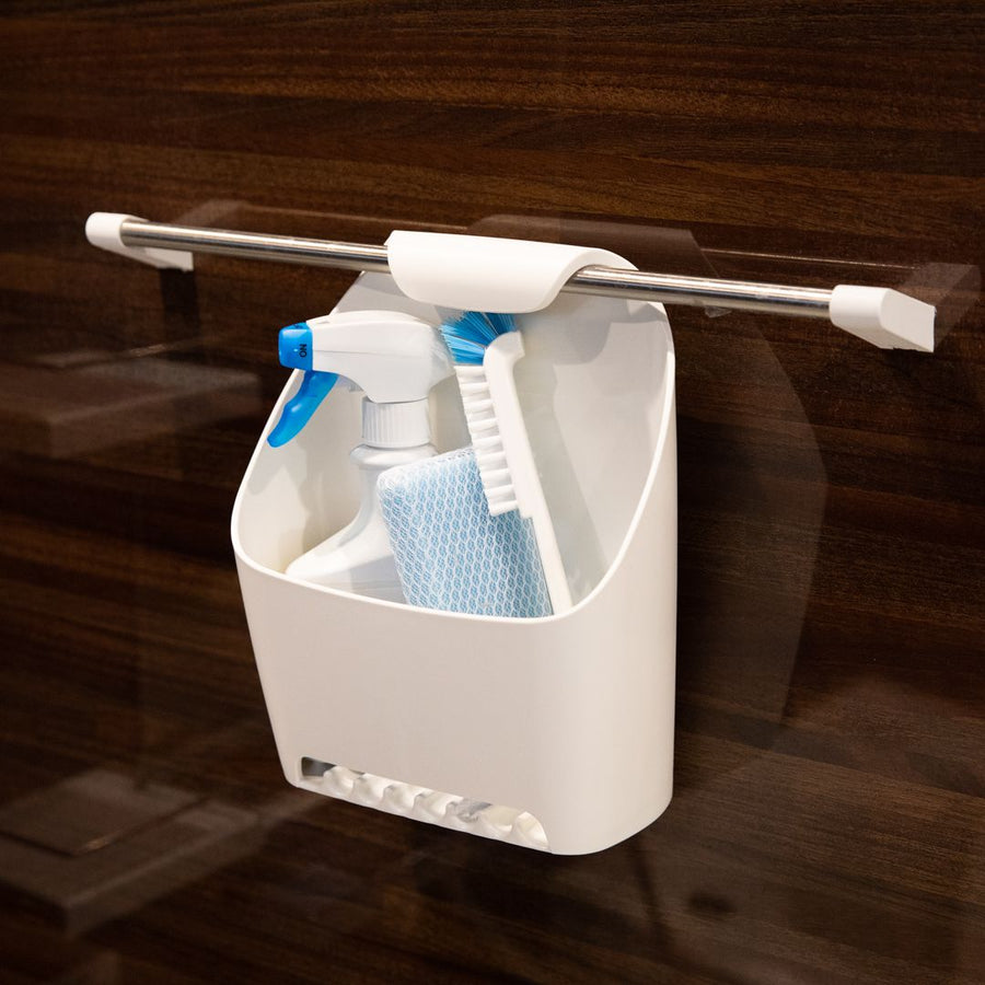 Towel bar basket, white