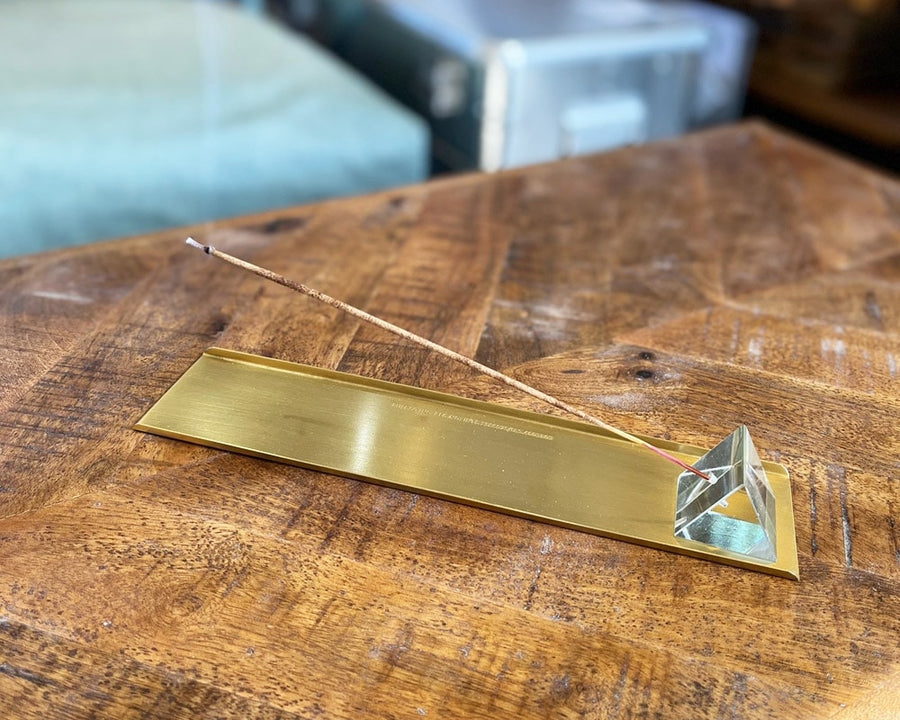 PRISM INCENSE HOLDER W BRASS TRAY