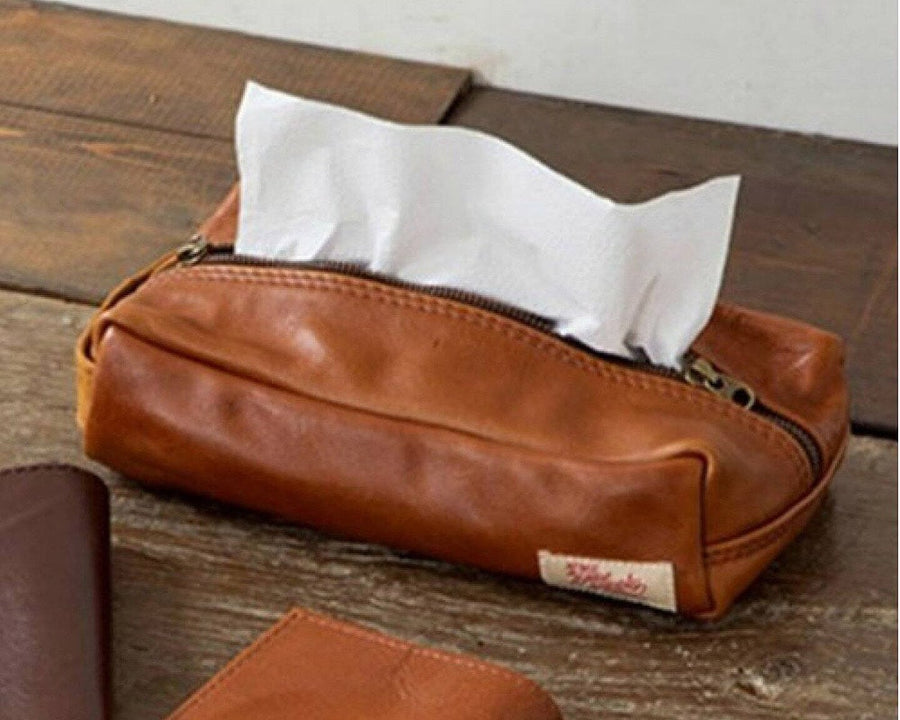 LEATHER BOX CASE CHESNUT Leather tissue box case