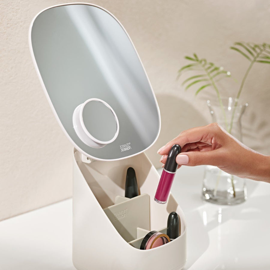 Cosmetic organizer with mirror