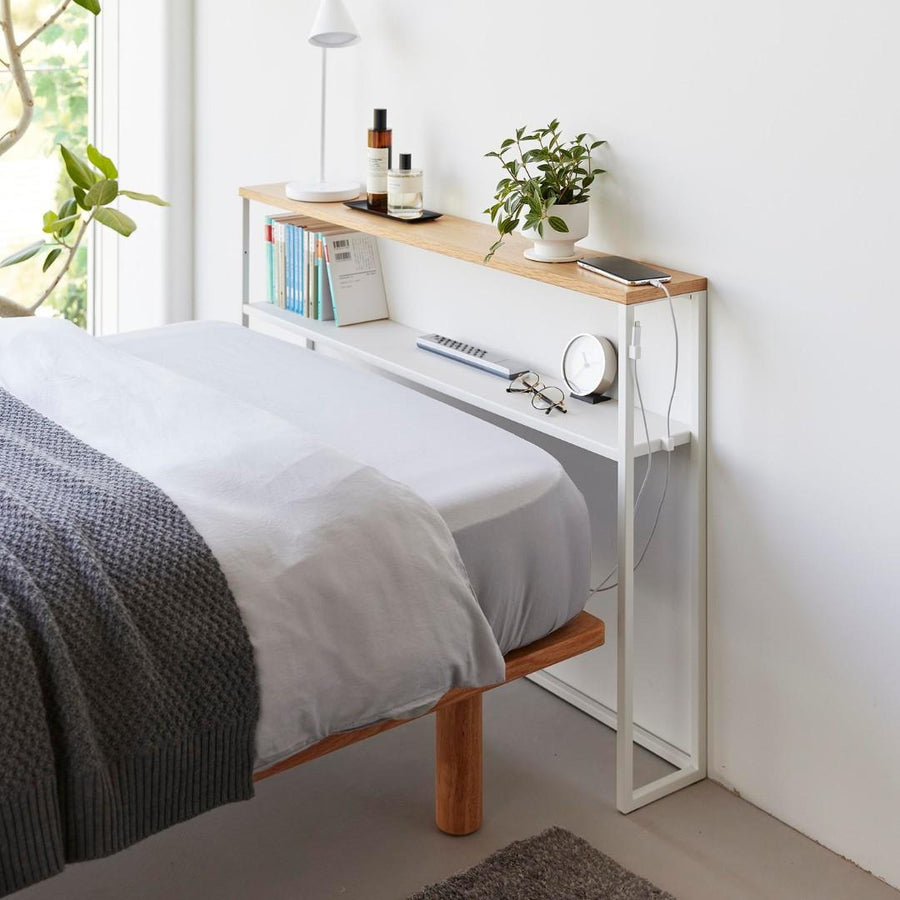 Tower Headboard with Movable Shelves