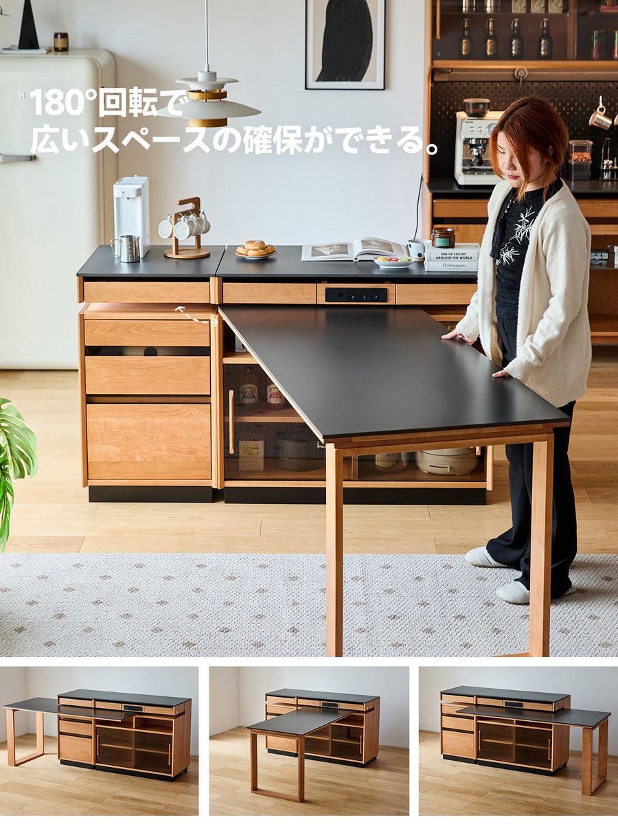 Cherry wood dining table with sideboard