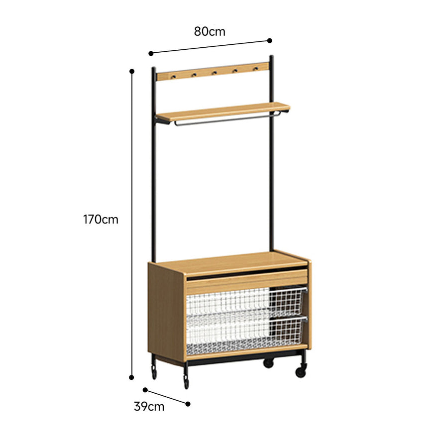 Wooden hanger rack with storage