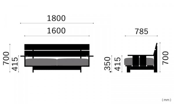 SO-13 2.5-seater sofa with arms, soap, oil and urethane coating