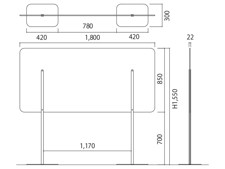 WORKER PARTITION W1800 H1250 / W1800 H1550