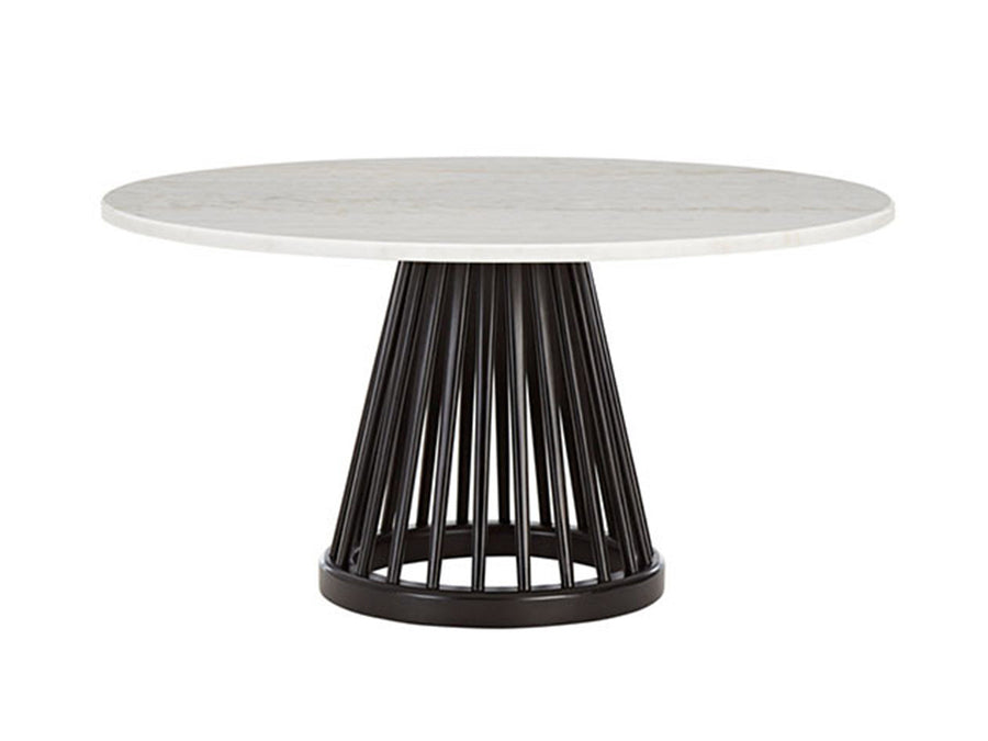 Fan Table Base + White Marble Top Round 900