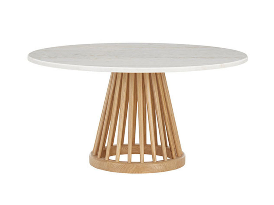 Fan Table Base + White Marble Top Round 900