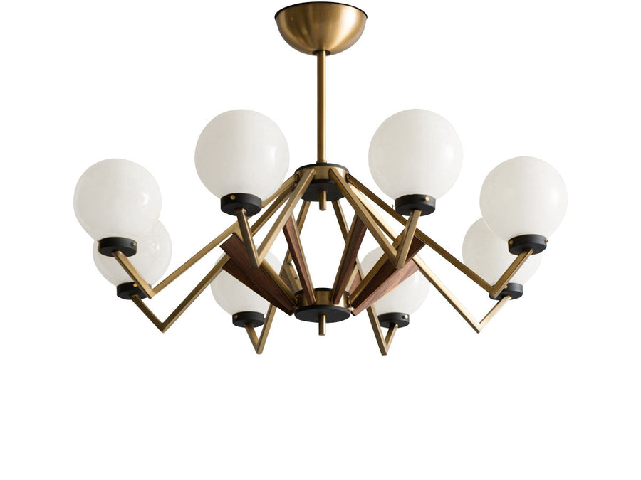 1950’S MILK GLASS BALL EIGHT ARM CHANDELIER