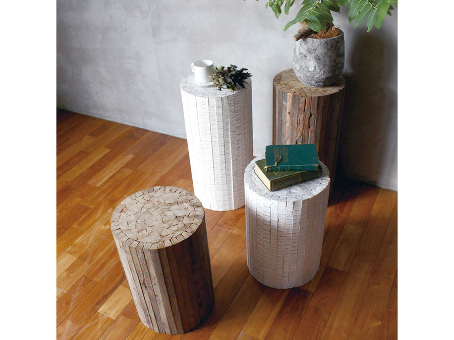 Collected-wood round stool