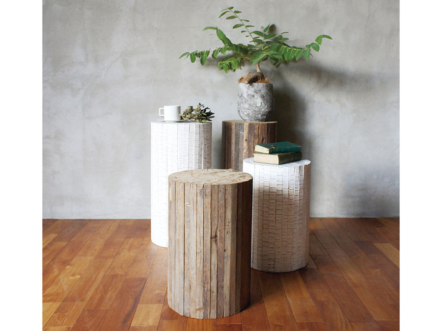 Collected-wood round stool