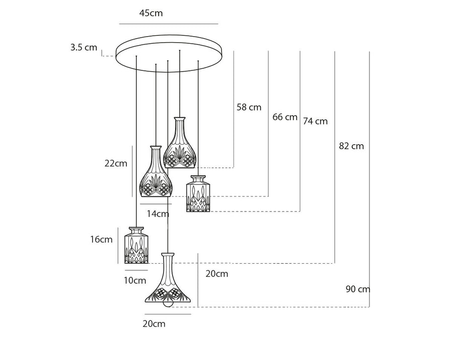 DECANTER CHANDELIER 5 PIECE