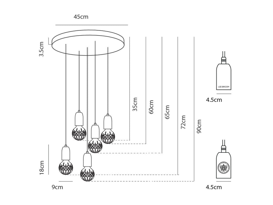 CRYSTAL BULB CHANDELIER 5 PIECE