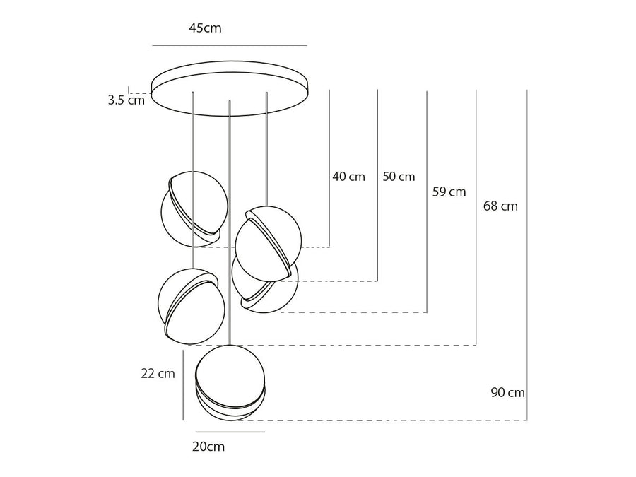 MINI CRESCENT CHANDELIER 5 PIECE