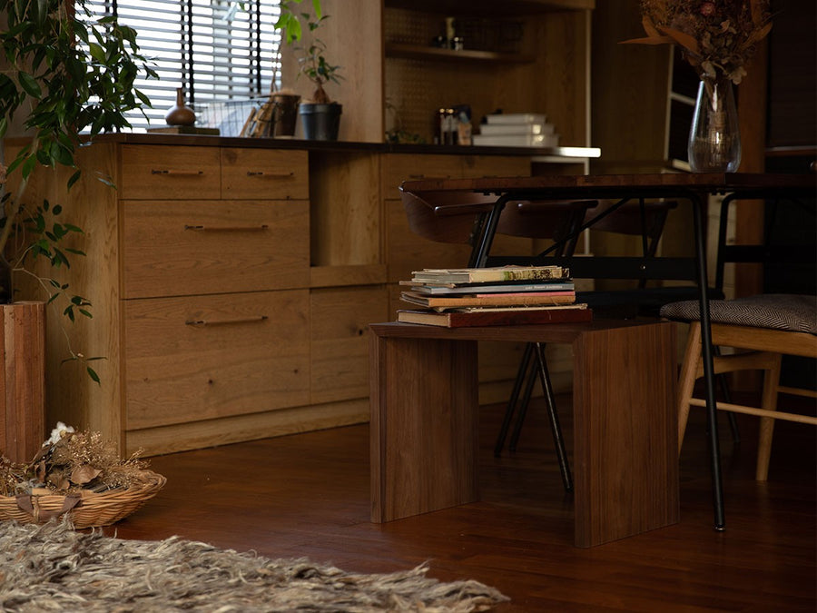 chalet stool table walnut