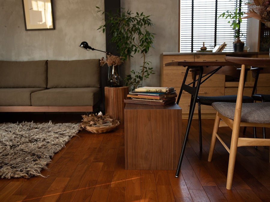 chalet stool table walnut