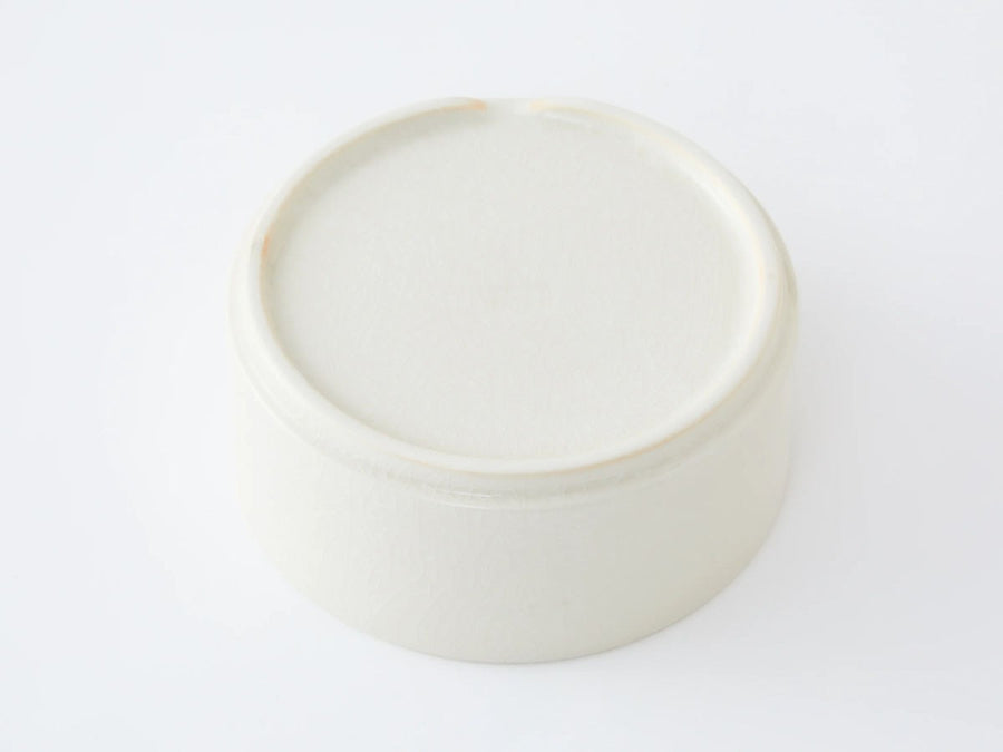 WHITE CRACKLE Stacking bowl M with lid