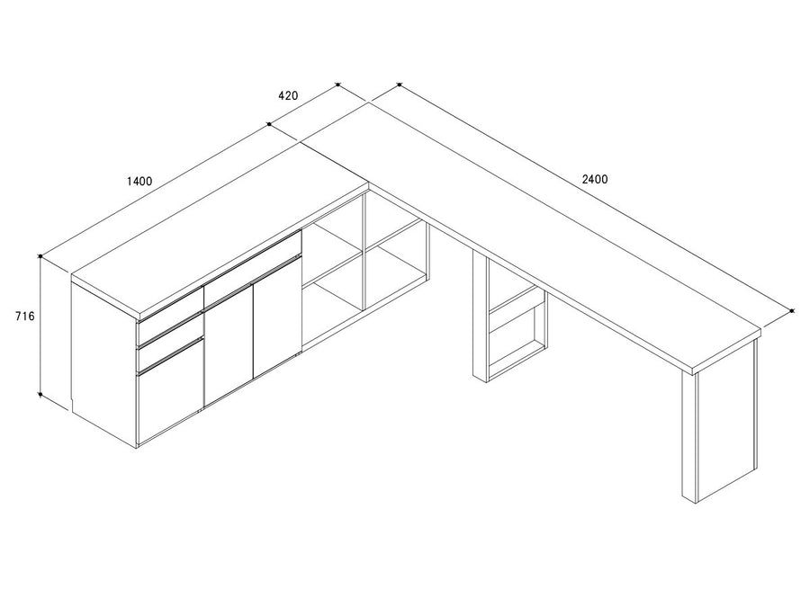 L TWIN DESK + DOOR CABINET