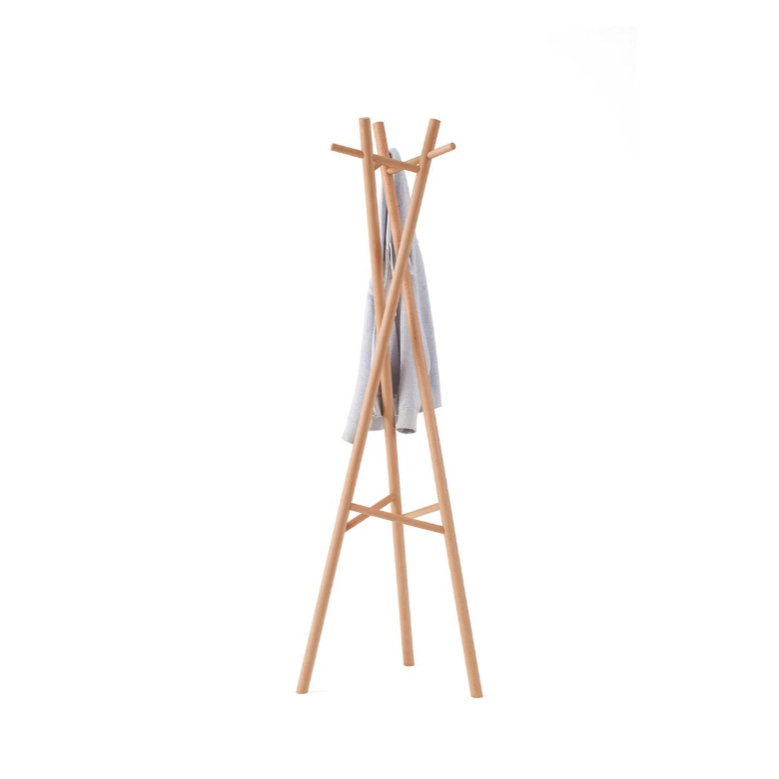 Natural wood coat stand