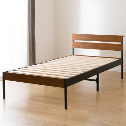 Slatted single bed frame (XB101 MBR/BK)