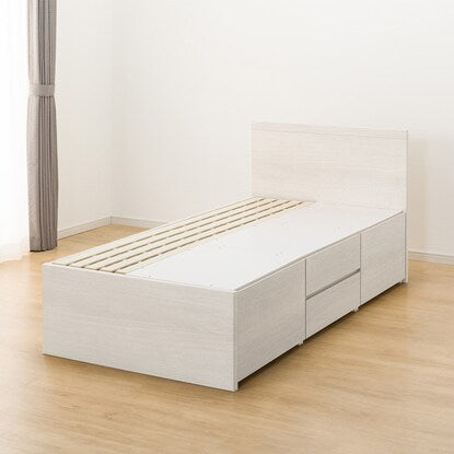 Slatted single flat headboard chest bed frame (N-Geo F WW 40M-S)