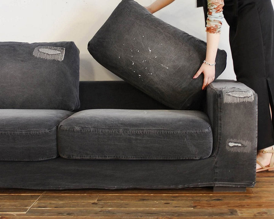 FRANKLIN SOFA BLACK DAMAGE DENIM Franklin sofa black damage denim