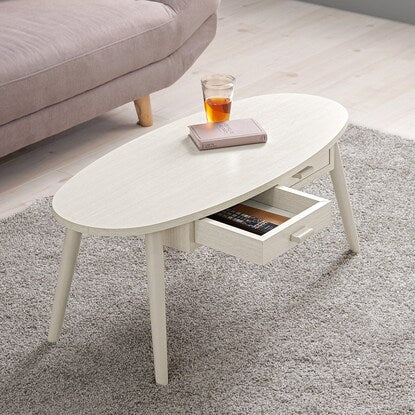 Oval centre table with double-sided drawers (90cm wide, WW)