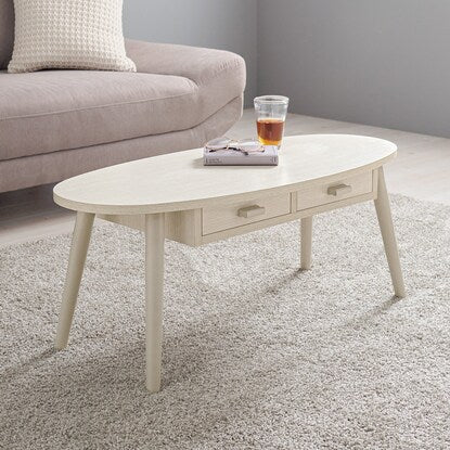 Oval centre table with double-sided drawers (90cm wide, WW)