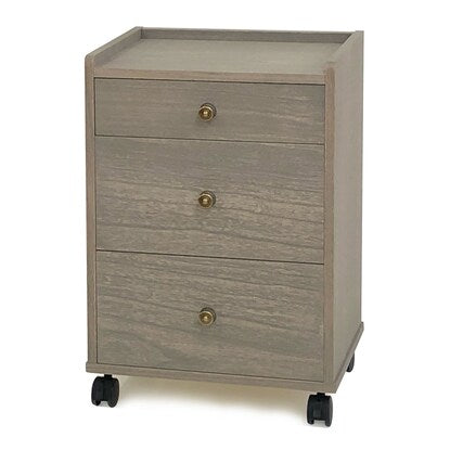 Paulownia wood 3-drawer chest with casters (MR 58H GY)