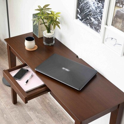 Natural wood slim desk with a depth of 40 cm (width 110 cm, walnut, BR)