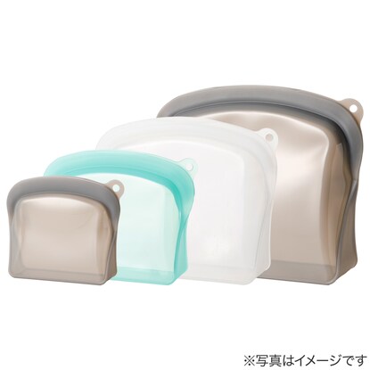 冷凍・湯煎・レンジで使える 立つシリコーンバッグ（300ml GY）