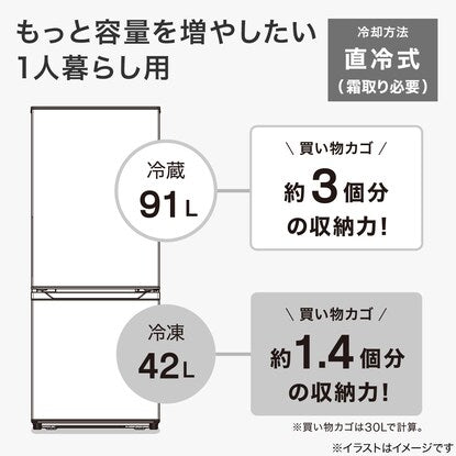 133L 2ドア冷凍冷蔵庫（NRｰ133L ブラック）