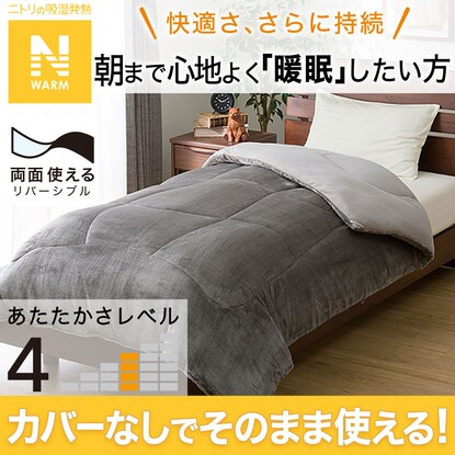 カバーなしで使える快適掛ふとん シングル（Nウォーム GY K2411 S）