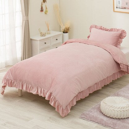 Single duvet cover that can also be used as a blanket (N Warm N609 Frill Rose S)