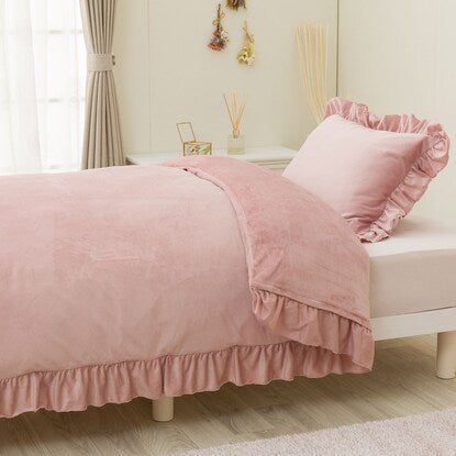 Single duvet cover that can also be used as a blanket (N Warm N609 Frill Rose S)