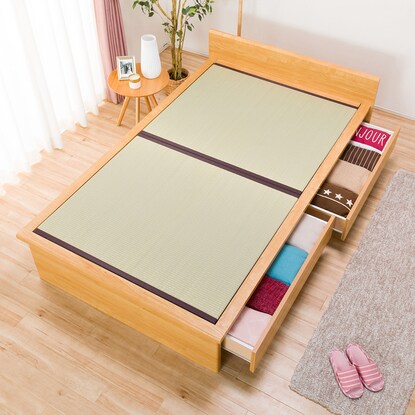 Semi-double tatami bed (Shiden JP-F38 with drawers/LBR)