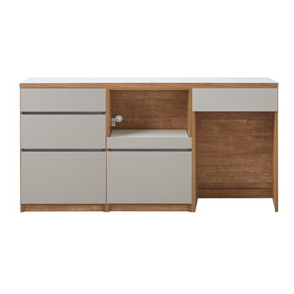 Kitchen storage counter (width 180cm, drawer + open + dust GY)