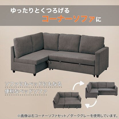 Upholstered corner sofa bed with storage (Noark 2 LC water-repellent type DGY)