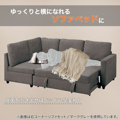 Upholstered corner sofa bed with storage (Noark 2 LC water-repellent type DGY)