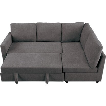 Upholstered corner sofa bed with storage (Noark 2 LC water-repellent type DGY)