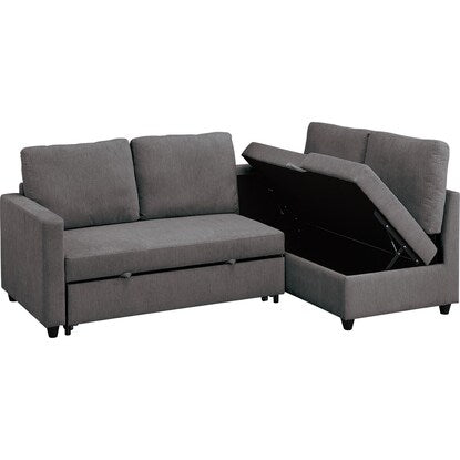 Upholstered corner sofa bed with storage (Noark 2 LC water-repellent type DGY)