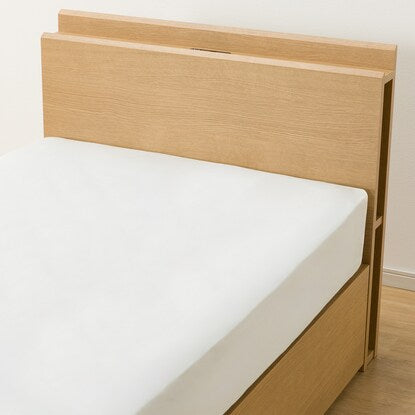 Single bed frame with shelf and side storage (NS-003 deep/slatted bed frame LBR)