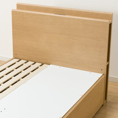 Single bed frame with shelf and side storage (NS-003 deep/slatted bed frame LBR)