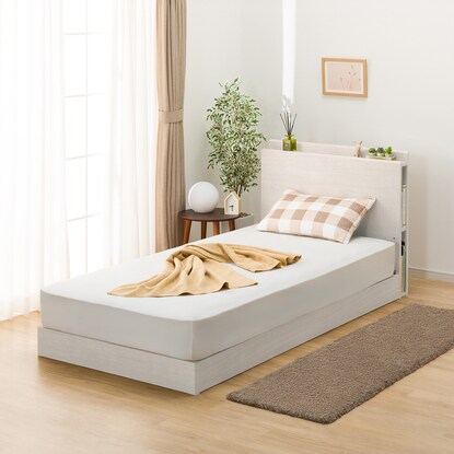 Single bed frame with shelf and side storage (NS-003 LEG/LOW floorboard WW)