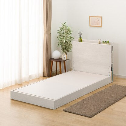 Single bed frame with shelf and side storage (NS-003 LEG/LOW floorboard WW)