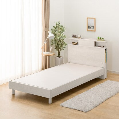 Single bed frame with shelf, lighting and side storage (NS-004 LEG/LOW floorboard WW)