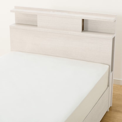 Single bed frame with shelf, lighting and side storage (NS-004 shallow type/baseboard WW)