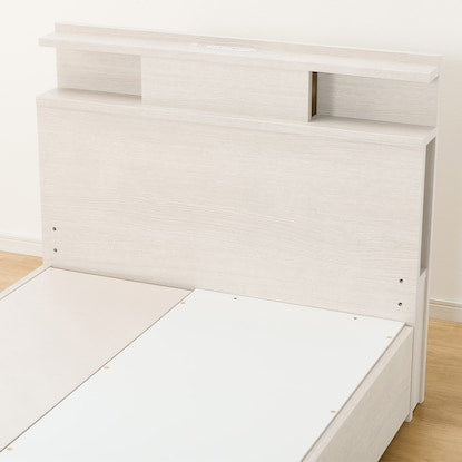 Single bed frame with shelf, lighting and side storage (NS-004 shallow type/baseboard WW)